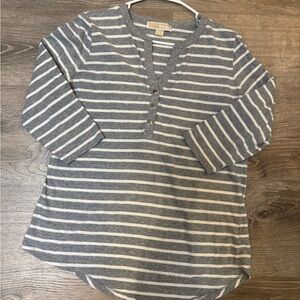 Ladies Michael Kors Striped Henley Top Size L